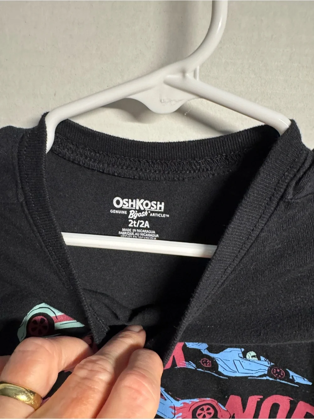 OshKosh B'gosh Black Long-Sleeve Tee with Pink Alphabet & Blue Cars